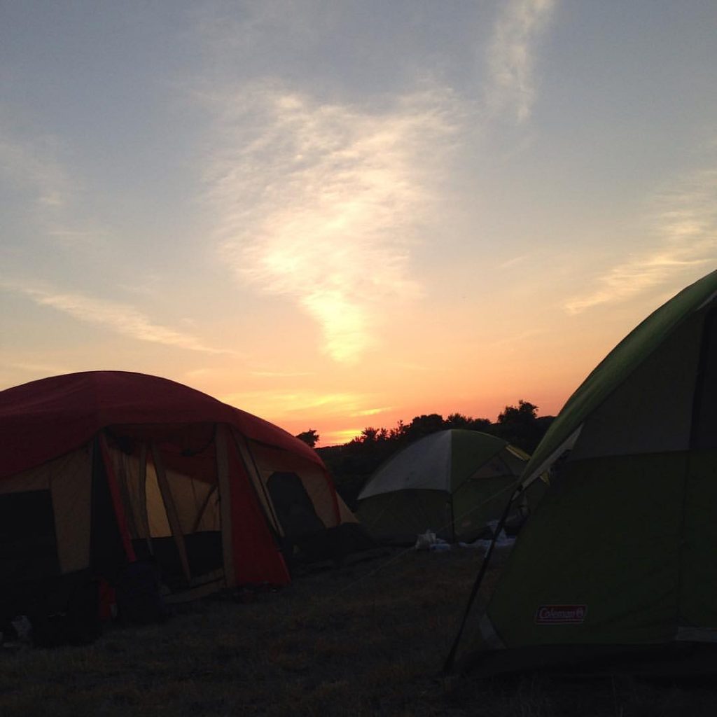 Sunset campout photo by MercerMe publisher Mary Galioto
