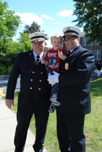 Hopewell Fire Department & Emergency Medical Unit Chief Joe Novak; his dad, driver, training officer and former chief John Novak Sr., and the next generation, Joe’s son Landon, age 6